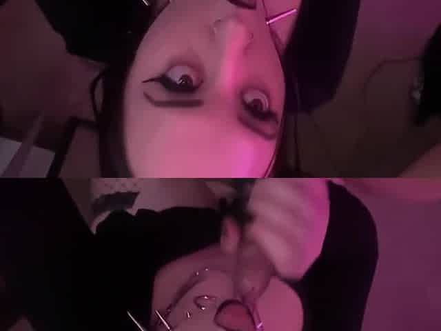 Kitty Suxxx And Asian Daddy - Goth Slut Deepthroats And Sucks Older Asian Cock 6 Min