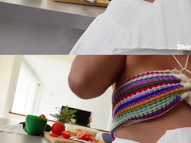 !!!!!SAUSAGE PARTY!!!! My WIFE'S BREASTY most good ALLY needs assist in the kitchen.