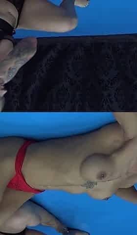 Two Busty MILF's Wrestling for the Belly Button