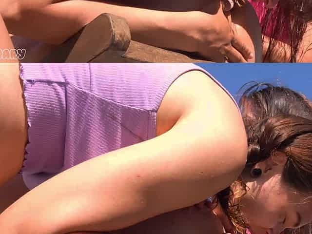 Two Sluts Deep Rim His Ass and Balls on Sunny Balcony Chair