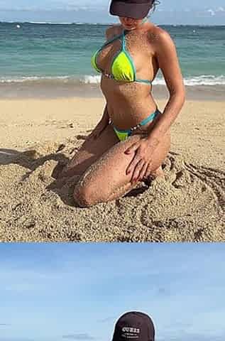 Teasing on the Beach in Micro Bikini on the Sand