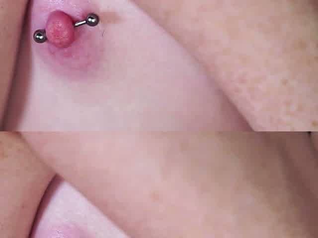 Amateur redhead fully nude on bed and masturbating