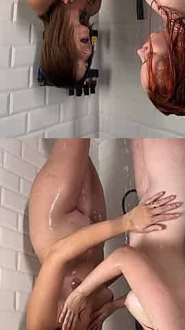 Candid Lesbian Shower Play with Powerful Pee!