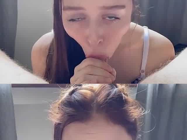 Unfathomable blow job Cum on breasts