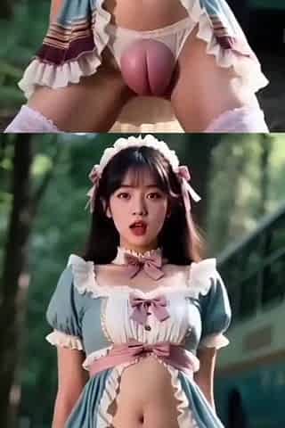 AI - generated Oriental angel with large hairless snatch has sex