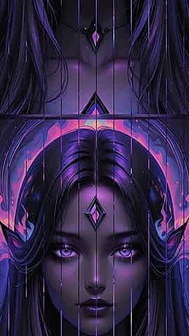 Mystic Cosmic Goddess with Glowing Violet Eyes Dark Fantasy Ai Art Slideshow