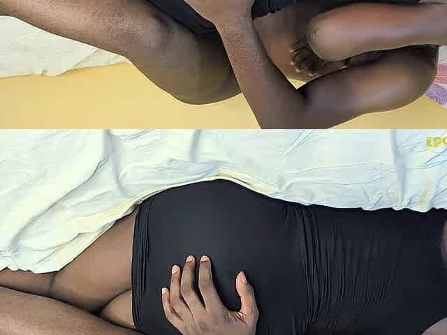 Youthful ebony woman with large ass cheeks, romantic and full of want