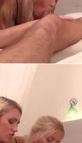 Sexy blonde lesbian pussy licking big dick sucking, fucking threesome