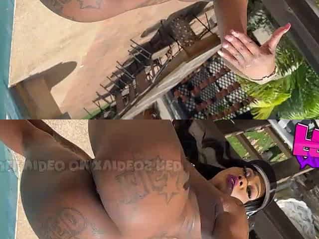 Interracial Creampie by the pool