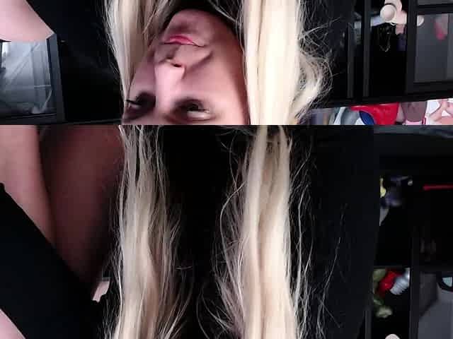 AMATEUR BIGTIT BLONDE TEEN MASTURBATES IN STALKINGS
