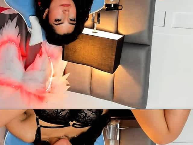 Brunette Babe Pleasures Her Cunt with Her Fuck Machine