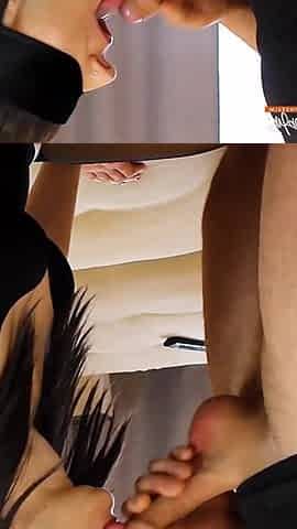 Surprise for the Wife. Wife Tastes Stranger's Cock for the First Time.