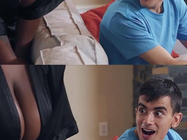 Ebony Mom Having Fun With Stepson and His Friend - threesome