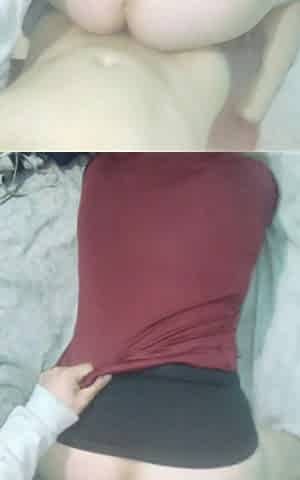Doggy Style with Medi: Black Skirt Without Underwear and a T-shirt