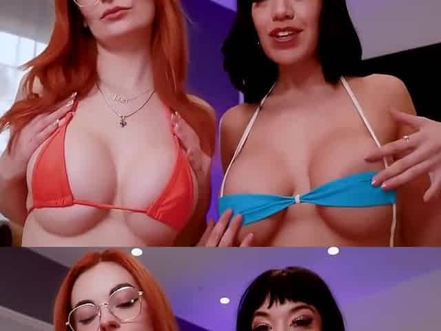 Little Puck, Hailey Rose And Lola Rose In Filthy Bimbo Breeding! Oily Big Tits In Microbikinis Joi