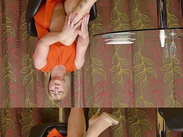 Mature woman April is finger fucking her stretched hairy snatch