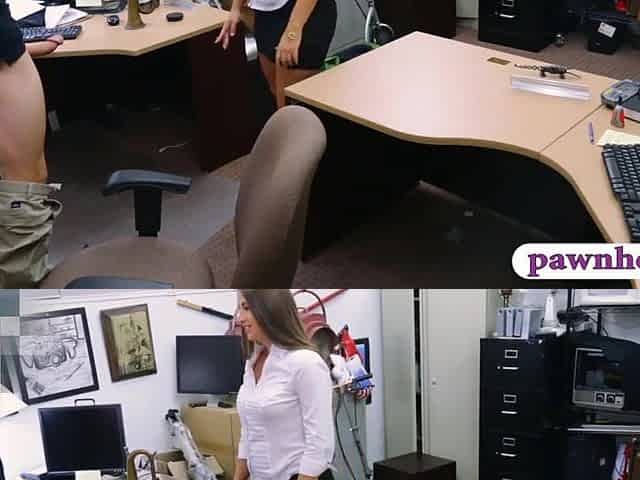 Large ass brunette hair woman gets railed by pervert pawn stud