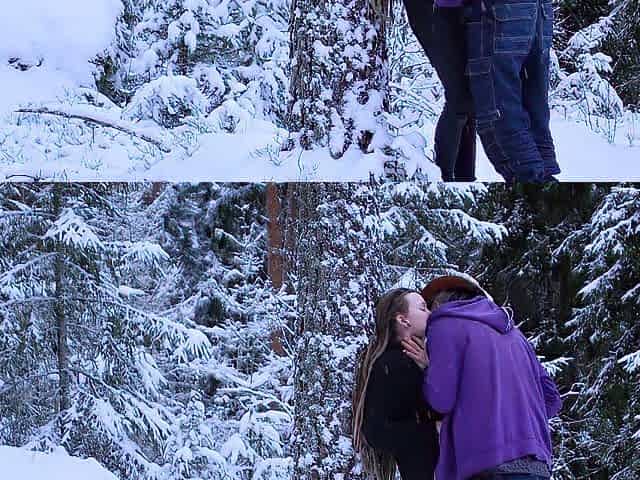 Sex in the winter forest during the time that the snow is falling - RosenlundX - 4K