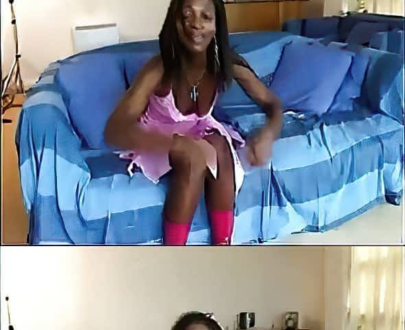 African slut enjoying pussy ass mouthfuck by 3 men.