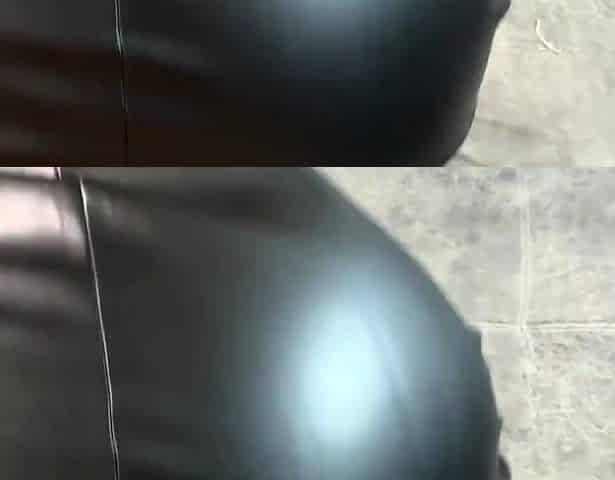 Sexy stepsister in leather skirt and stockings wants to go