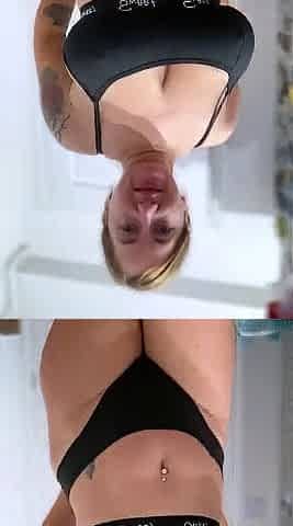 Amateur blonde with big boobs masturbates cam