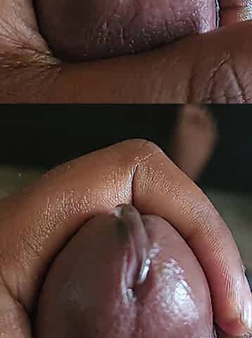 Ebony weenie being stroked gently