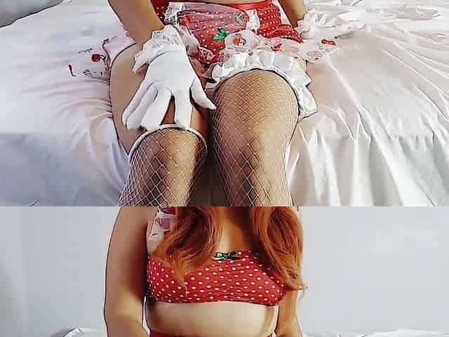 Eat me. Lovely large butt with strawberry dress