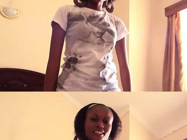 Sexy black teen swallowed big white cock