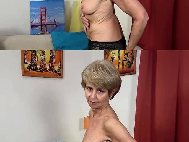 skinny old grandma first time on video