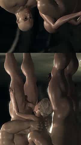 Young fashion girl captive gets fucked hard by big monsters in the dark dungeon