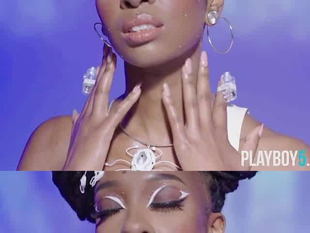 Large butt black teen exposes her curvy bare body for Playboy