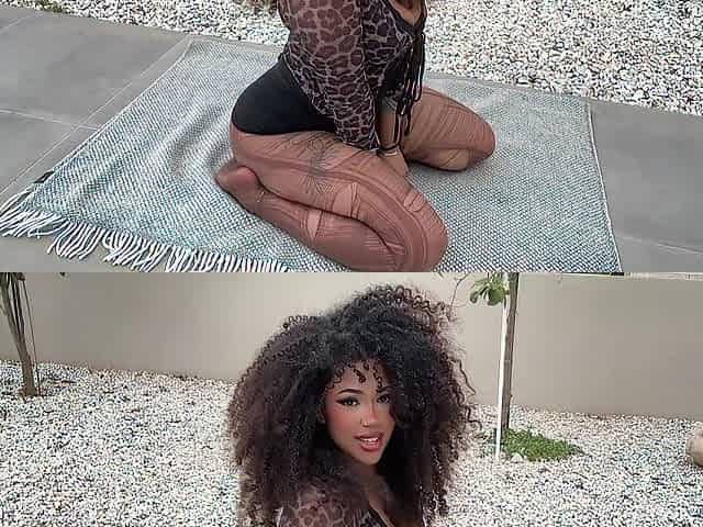 HAWT black angel yoga ???? BENDING OVER for dad ????