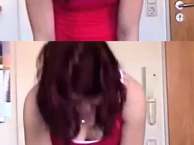 German Amateur Brunette Babe Strips at Home