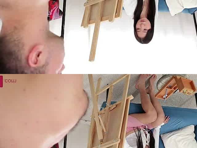A cute Oriental hottie drew a man and then banged him