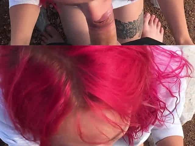 Babe Public Blowjob on Beach - Cum Swallow