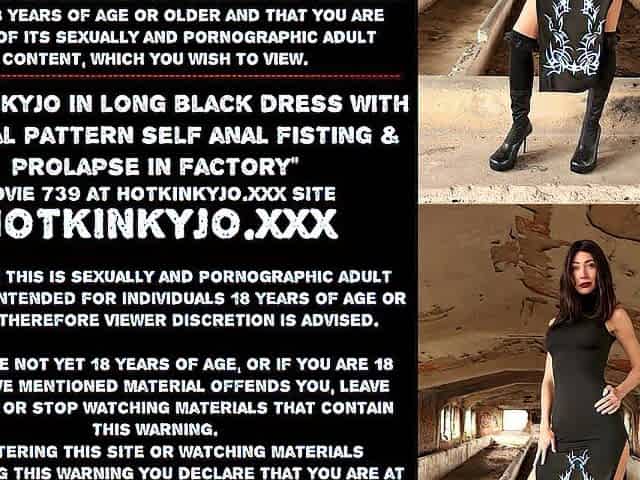 Hotkinkyjo in lengthy ebony suit with a tribal pattern self anal fisting & prolapse in factory