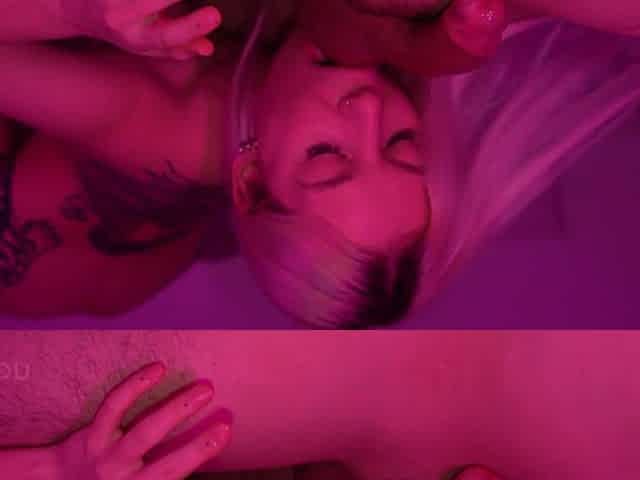Inked Russian teen swallows after cumming in missionary pose