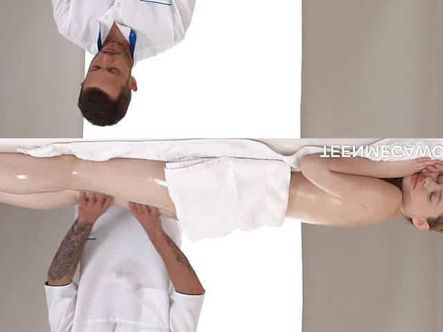Orgasm on a massage table