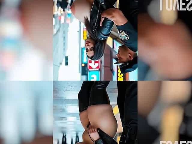 Cyber BBW Cuffed and Publicly Gangbanged by Cops (AI gen)
