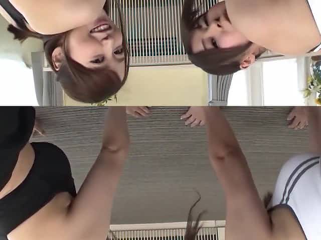 Exercising in white and pink cotton panties