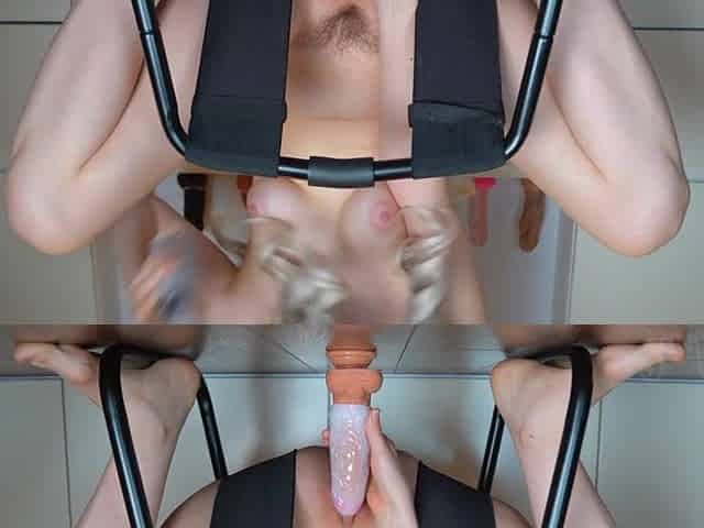 mother I'd like to fuck pulls tenga egg on vibrator and enjoys creamy coarse riding on sex chair