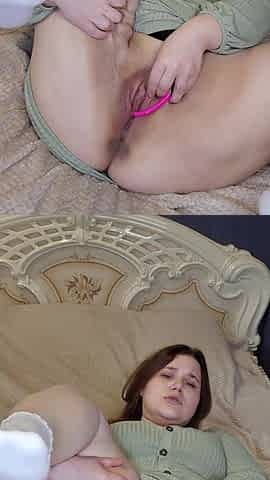 Masturbating a Pink Chubby Pussy with Fingers and a Vibrator