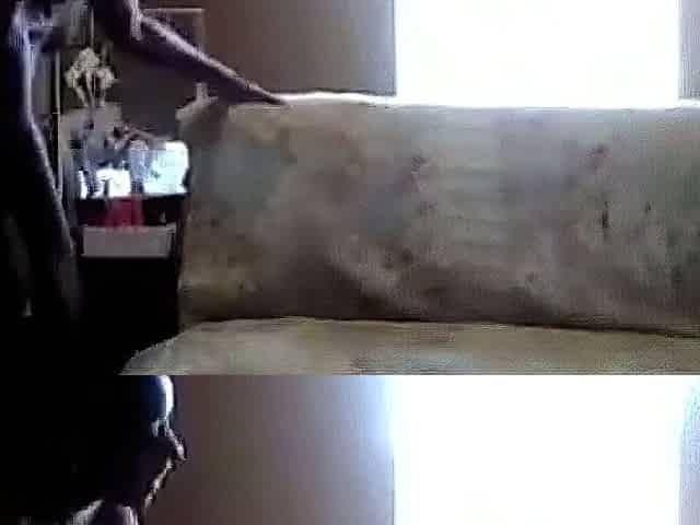 Ebony Amateur Has Orgasm Masturbating on the Couch