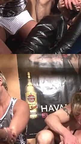 Old and young orgy in the swinger club