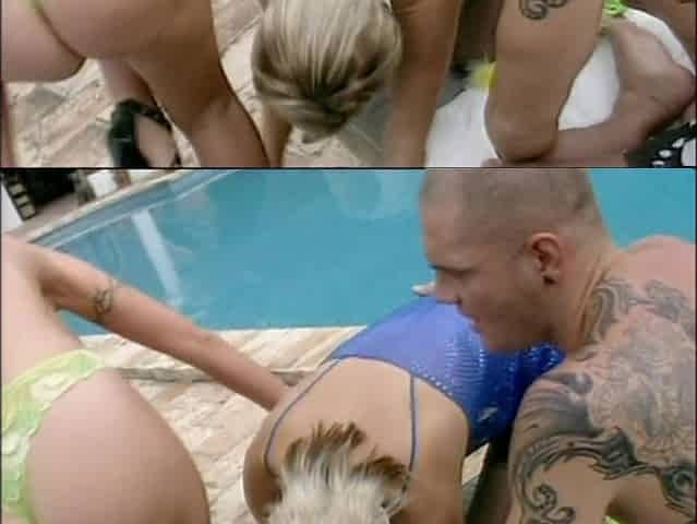 2 gorgeous harlots in hawt underclothing banged by the pool