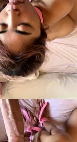 Amateur asian teen licks ass and sucks cock