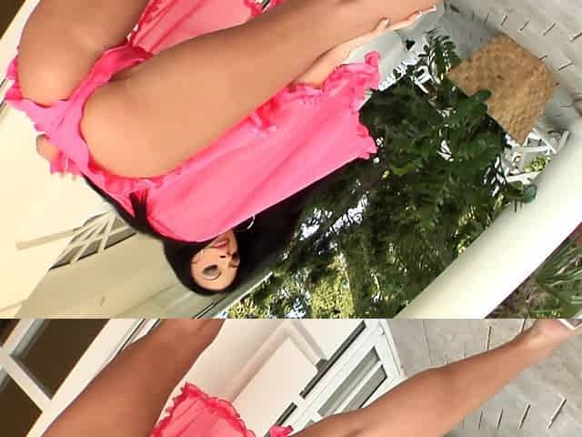 Sexy brunette Sonya shows off her big fake boobs and masturbates with toys