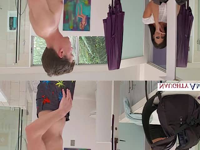 Dark Haired Cougar Fucks Her Sons Friend In The Bathroom - Rion King And Reagan Foxx