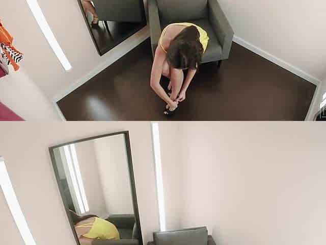 FITTING-ROOM Paula Shy caught in a underware store screwing her gaped vagina