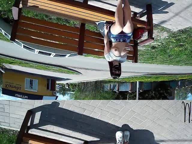 exhibitionist wife outdoor bench, risky, very public